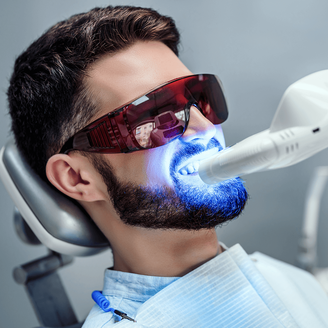 Patient getting teeth bleached