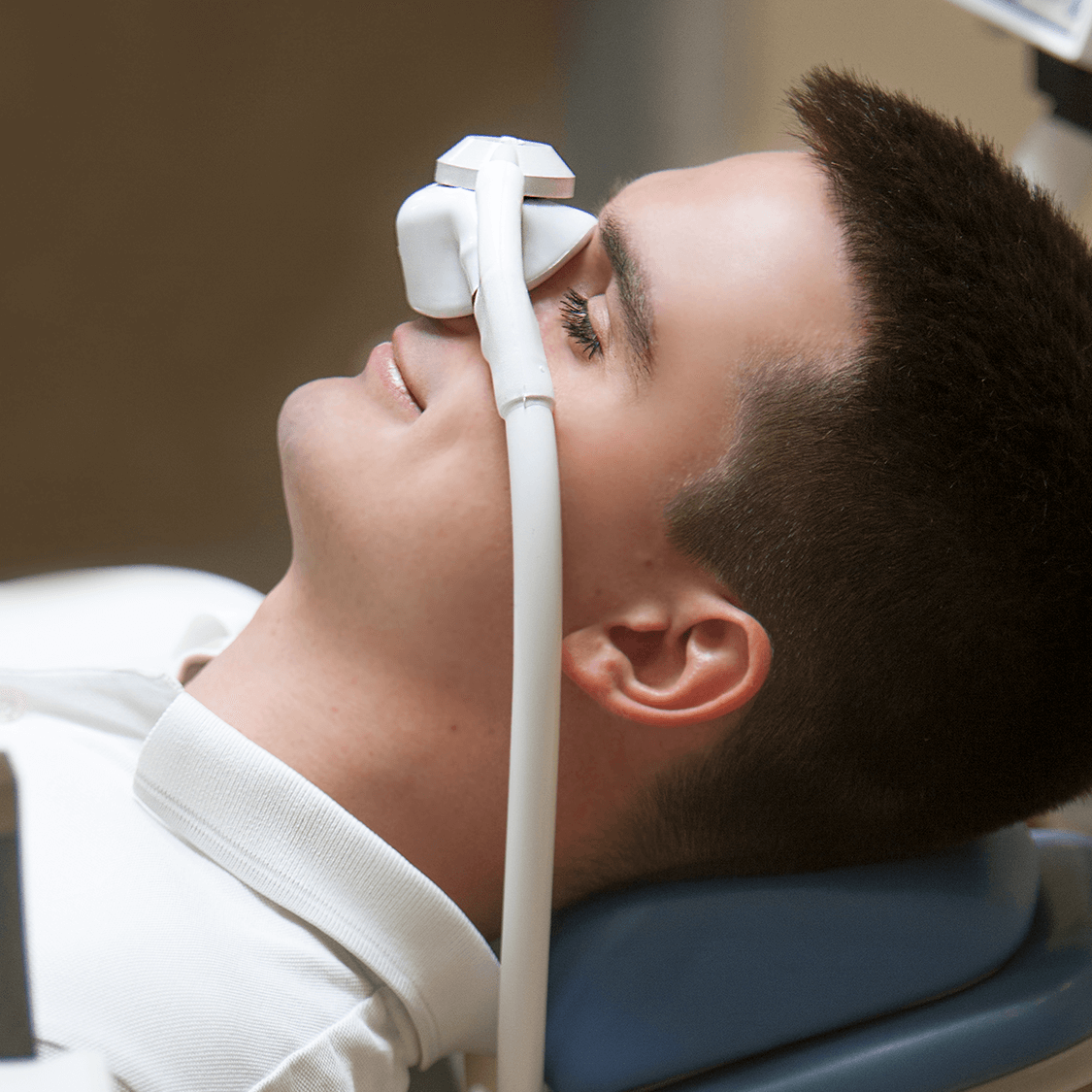 Patient receiving laughing gas